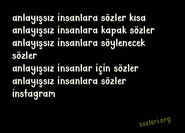 Anlayışsız İnsanlara Sözler