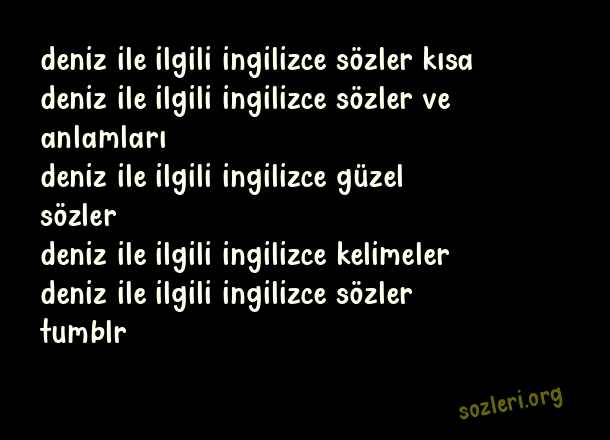 Deniz İle İlgili İngilizce Sözler
