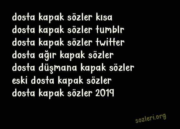 Dosta Kapak Sözler