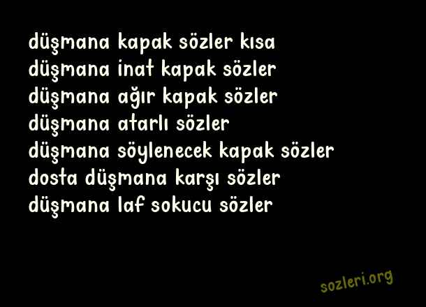 Düşmana Kapak Sözler