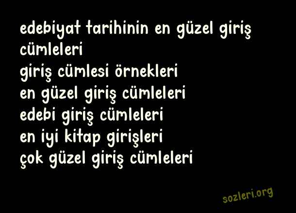 Edebiyat Tarihinin En Güzel Giriş Cümleleri