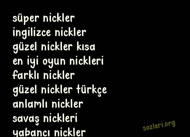 En Güzel Nickler
