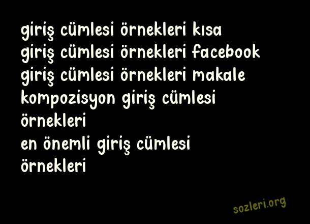 Giriş Cümlesi Örnekleri