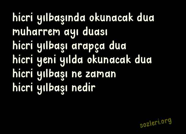 Hicri Yılbaşı Duası
