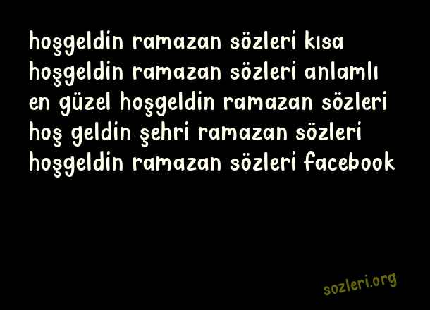 Hoşgeldin Ramazan