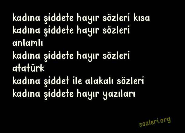 Kadına Şiddete Hayır