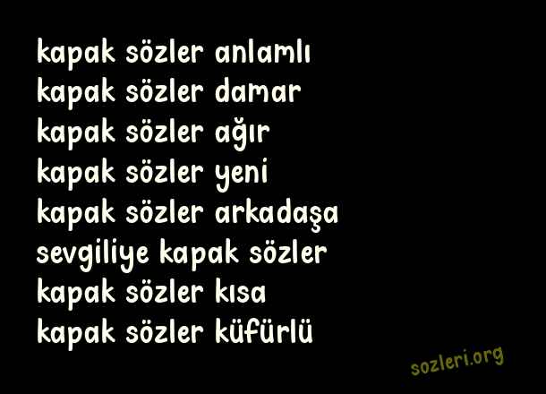 Kapak Sözler