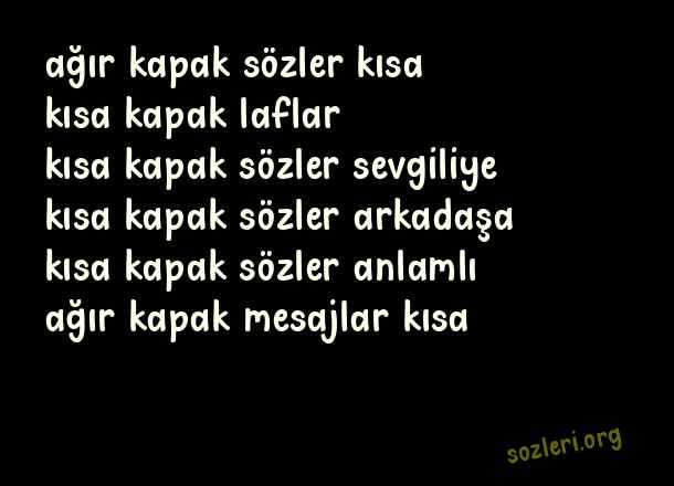 Kısa Kapak Sözler
