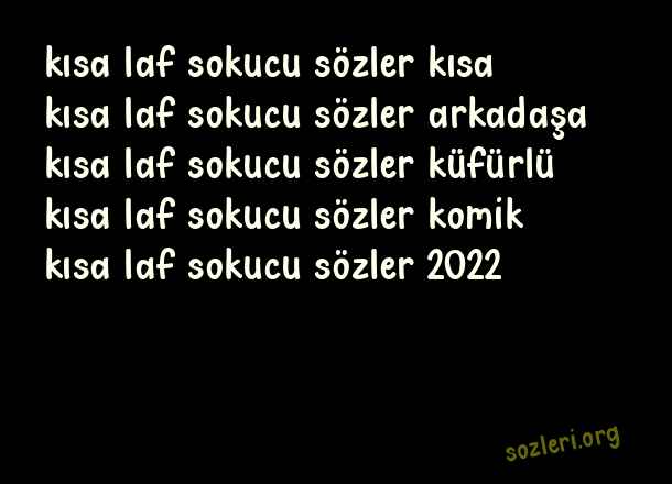 Kısa Laf Sokucu Sözler