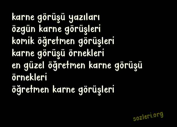 Öğretmen Karne Görüşü Örnekleri