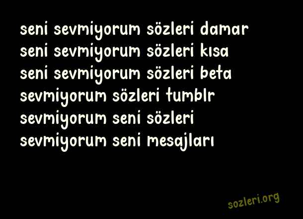 Seni Sevmiyorum