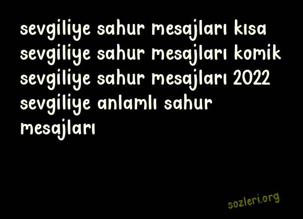 Sevgiliye Sahur