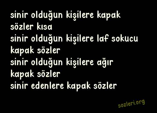 Sinir Olduğun Kişilere Kapak Sözler